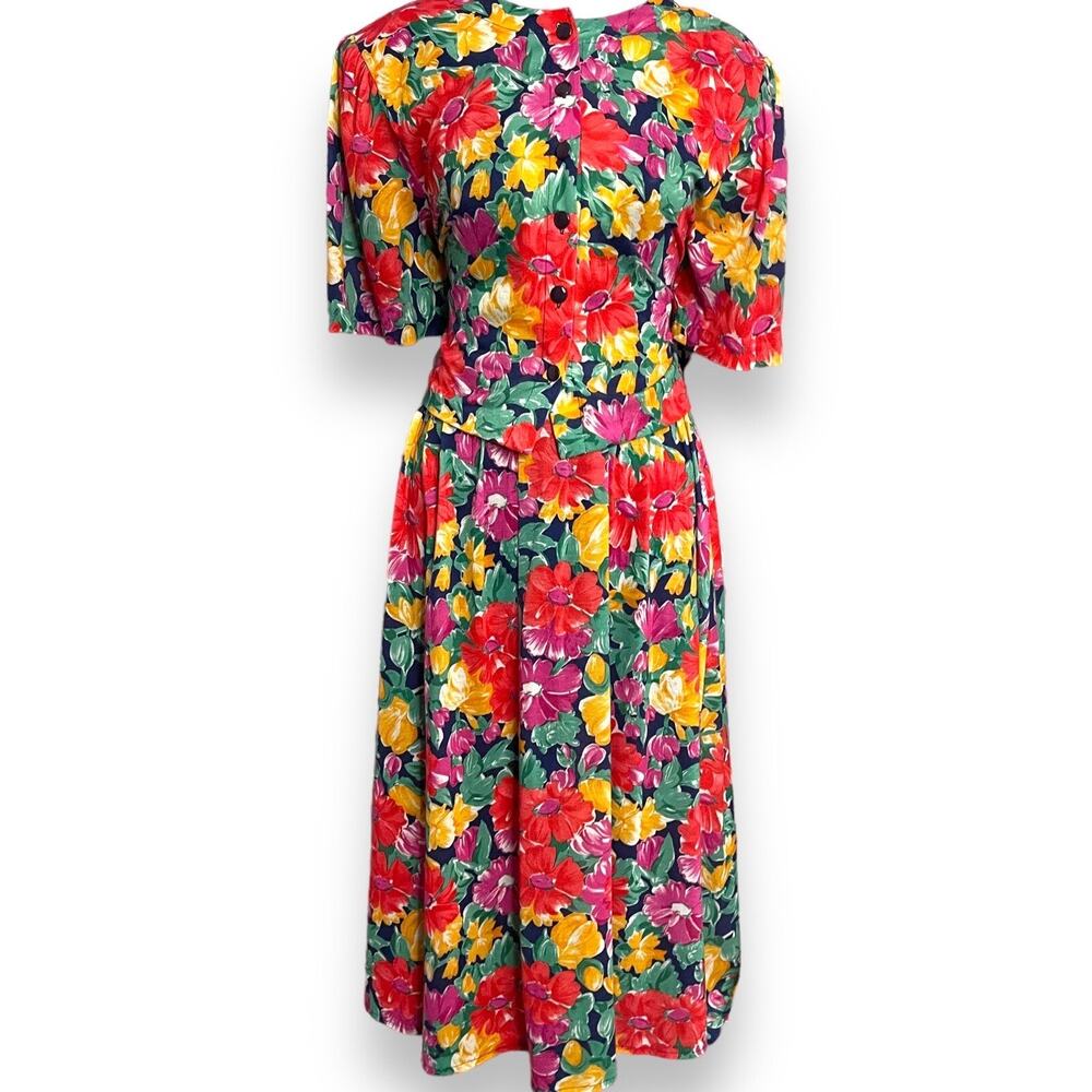 Vintage Darian Skirt Set Women 12 Multicolor Floral Cottagecore Midi Blouse Boho